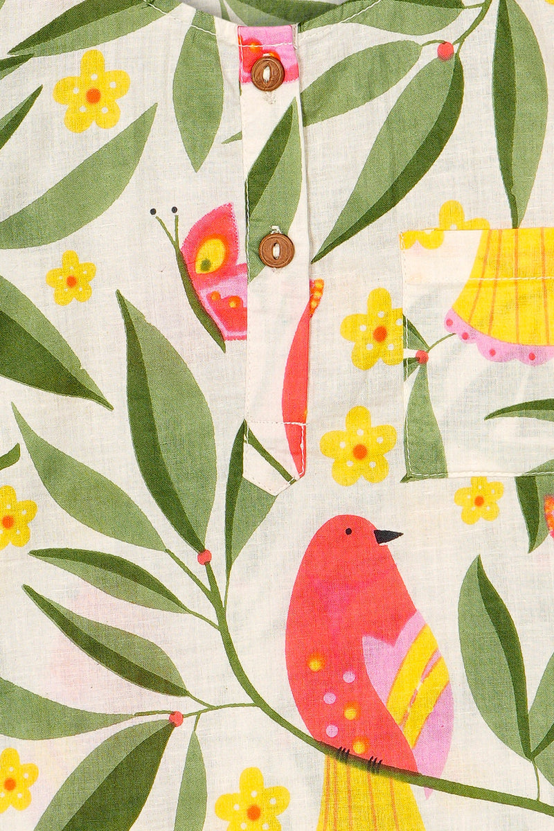 Feathered Floral Kurta Pyjama Set - De - Nap.in - Nightwear