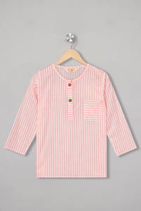 Girly Glam Pink Stripes Kurta Pyjama Set - De - Nap.in - Nightwear
