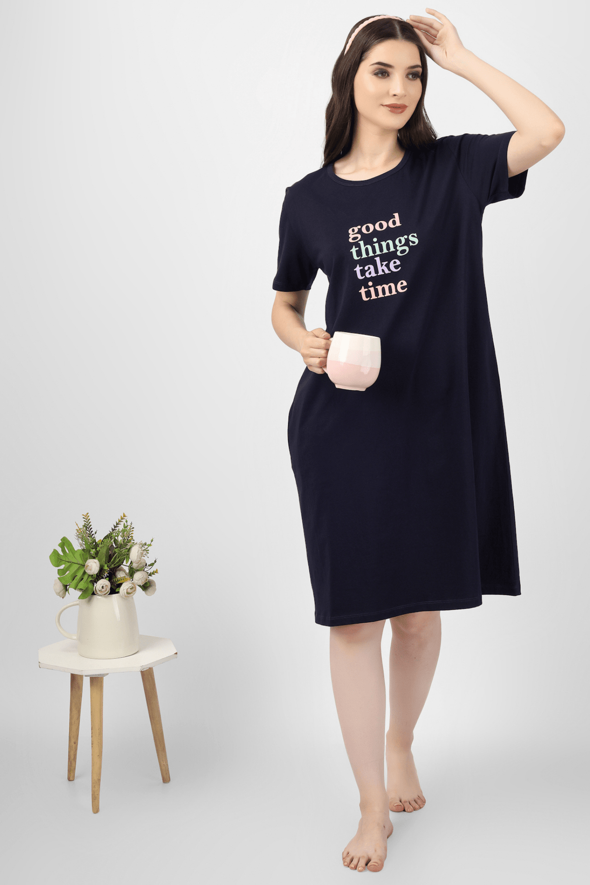 Good Things Take Time Short Nighty - De - Nap.in - Nightwear