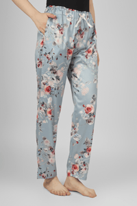 Grey Floral Fantasy Satin Pyjama - De - Nap.in - Nightwear