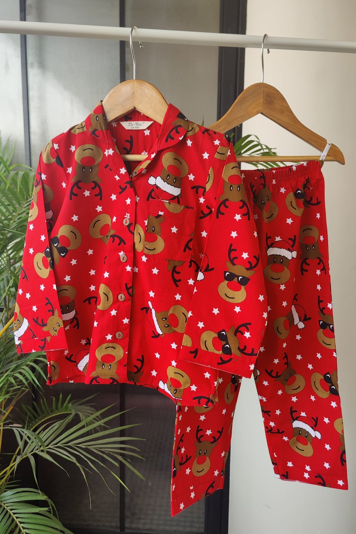 Jolly Reindeer Luxe Pyjama Set (Girl) - De - Nap.in - Nightwear
