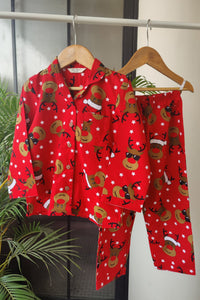 Jolly Reindeer Luxe Pyjama Set (Girl) - De - Nap.in - Nightwear