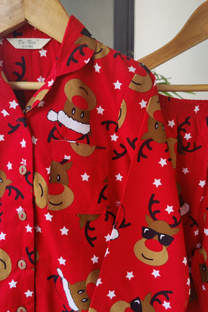 Jolly Reindeer Luxe Pyjama Set (Girl) - De - Nap.in - Nightwear