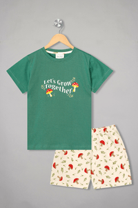 Let's Grow Together Green Shorts Set - De - Nap.in - Nightwear