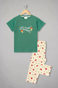 Let's Grow Together Pyjama Set For Girls - De - Nap.in - Nightwear