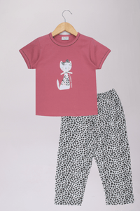 Lil Meow Naps Pyjama Set For Girls - De - Nap.in - Nightwear