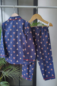 Luxe Bear Blue Pyjama Set (Boy) - De - Nap.in - Nightwear