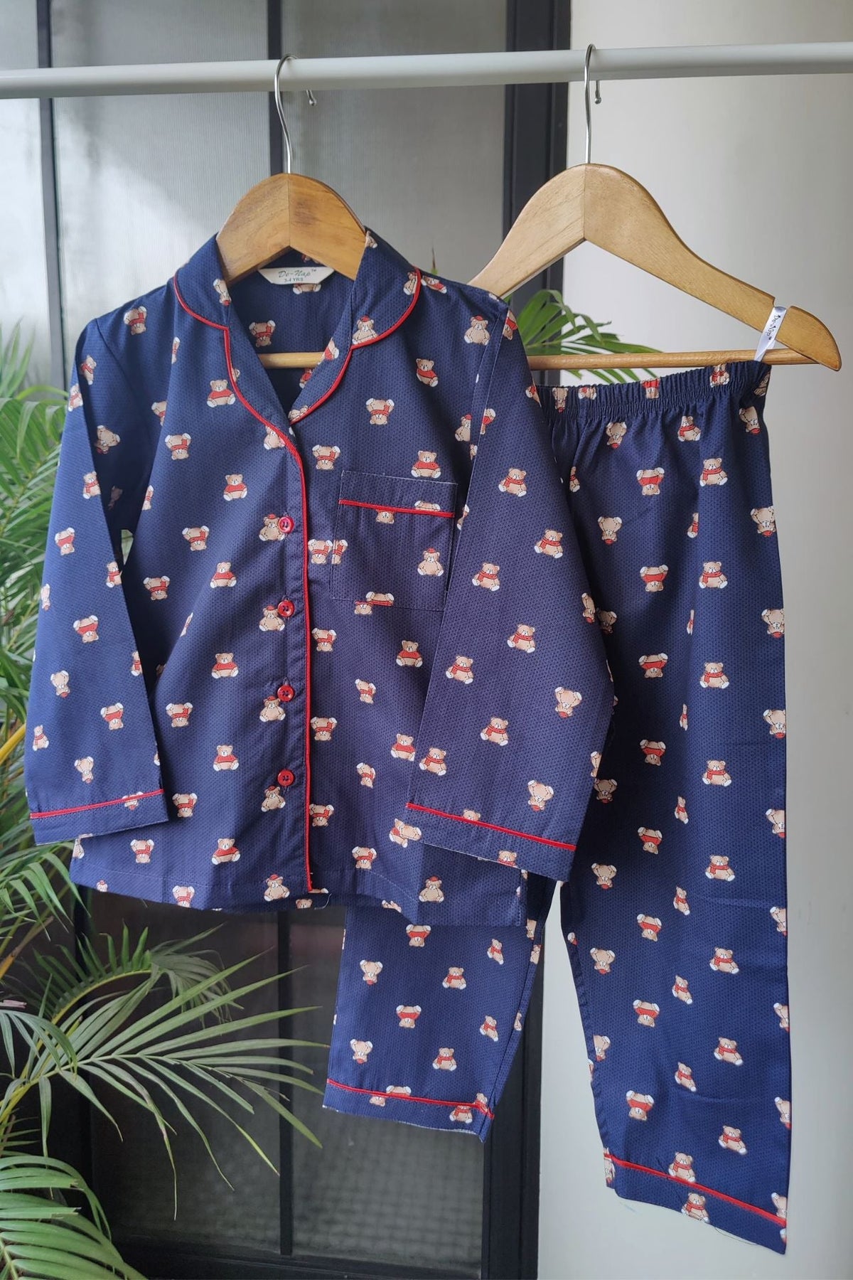 Luxe Bear Blue Pyjama Set (Boy) - De - Nap.in - Nightwear