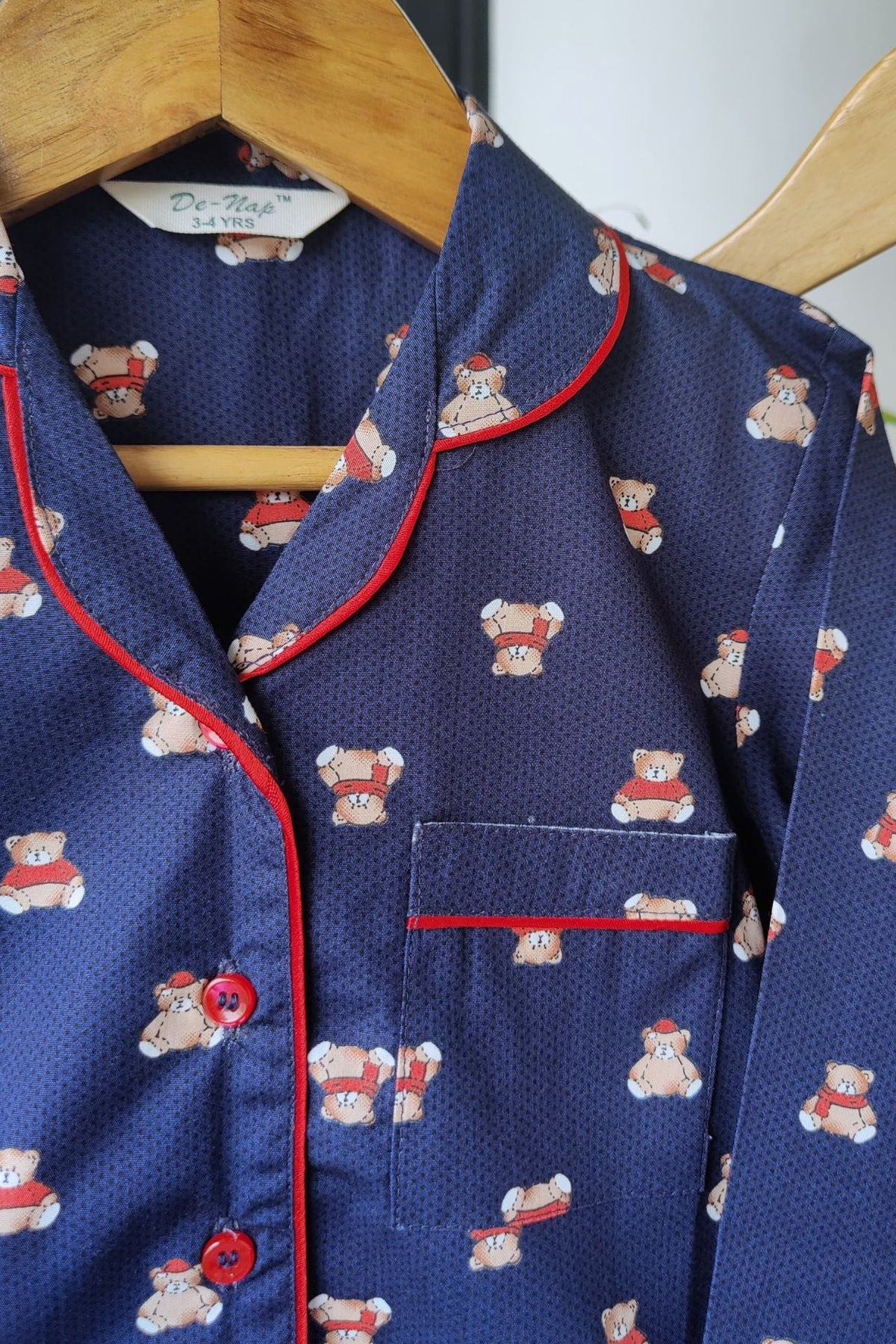 Luxe Bear Blue Pyjama Set (Boy) - De - Nap.in - Nightwear