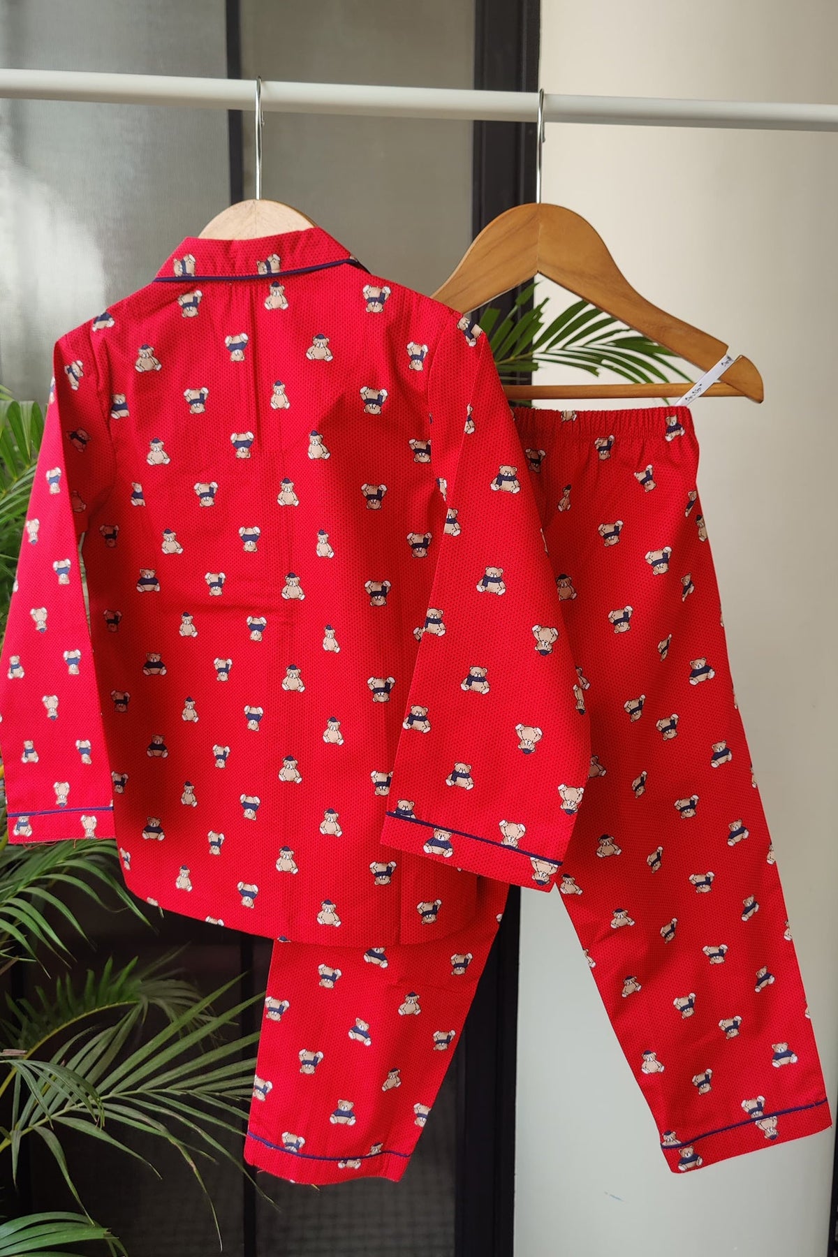 Luxe Bear Red Pyjama Set (Girl) - De - Nap.in - Nightwear