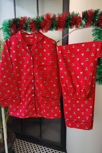 Luxe Bear Red Pyjama Set Women - De - Nap.in - Nightwear