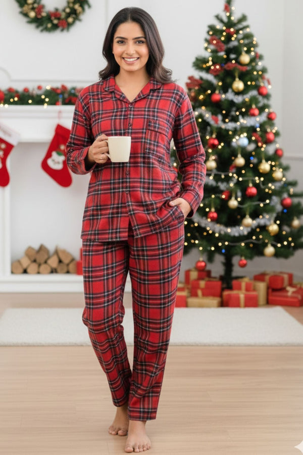 Luxe Checks Pyjama Set (Women) - De - Nap.in - Nightwear
