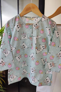 Magic Unicorn Blue Kurta Pyjama Set for Girls / Boys - De - Nap.in - Nightwear