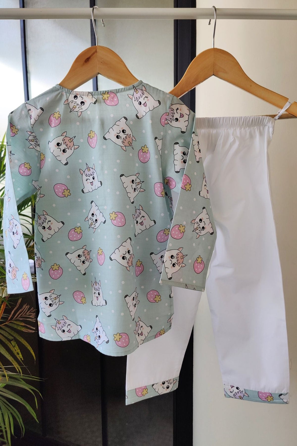 Magic Unicorn Blue Kurta Pyjama Set for Girls / Boys - De - Nap.in - Nightwear