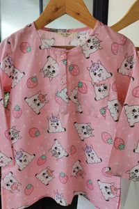 Magic Unicorn Pink Kurta Pyjama Set for Girls - De - Nap.in - Nightwear