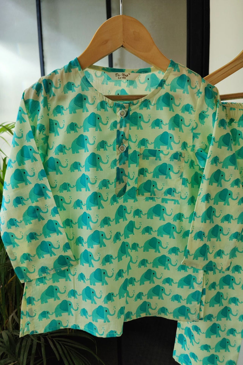 Mini Maharaja Nights Mul Kurta Pyjama Set Girls / Boys - De - Nap.in - Nightwear