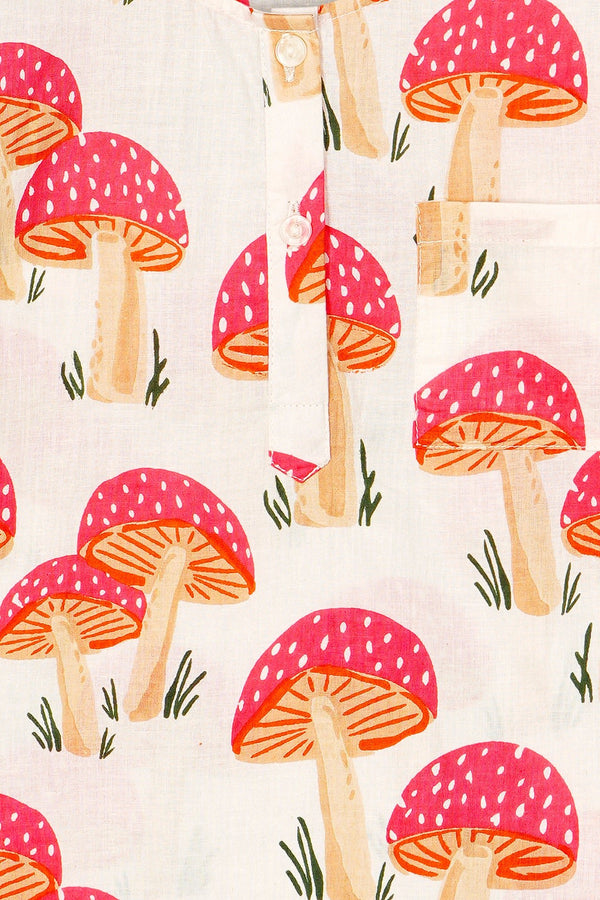 Mushroom Marvel Kurta Pyjama Set - De - Nap.in - Nightwear