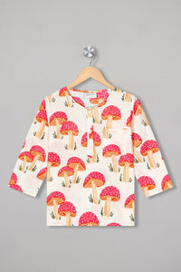 Mushroom Marvel Kurta Pyjama Set - De - Nap.in - Nightwear
