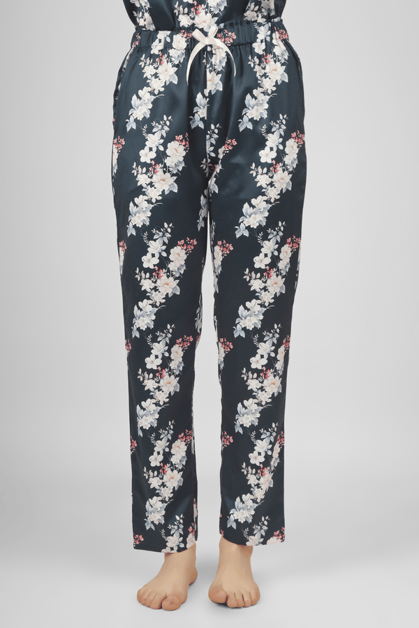 Navy Bloom & Bold Satin Pyjama - De - Nap.in - Nightwear