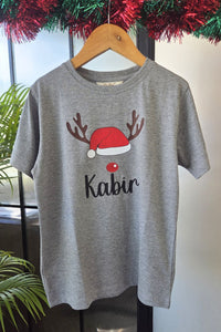 Personalised Christmas Grey T-Shirt (Boy) - De - Nap.in - Nightwear
