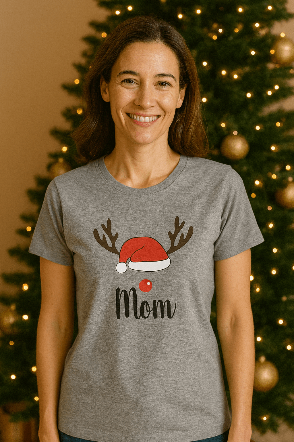 Personalised Christmas Grey T-Shirt (Women) - De - Nap.in - Nightwear