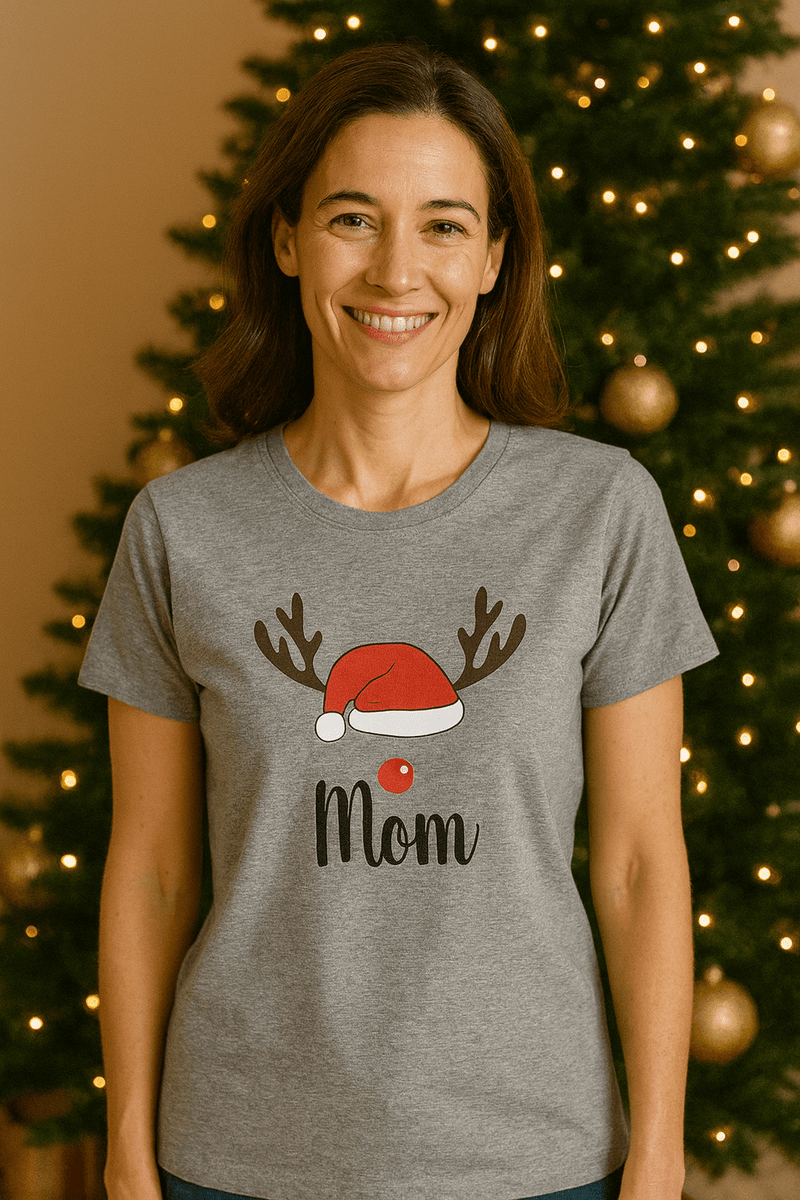 Personalised Christmas Grey T-Shirt (Women) - De - Nap.in - Nightwear