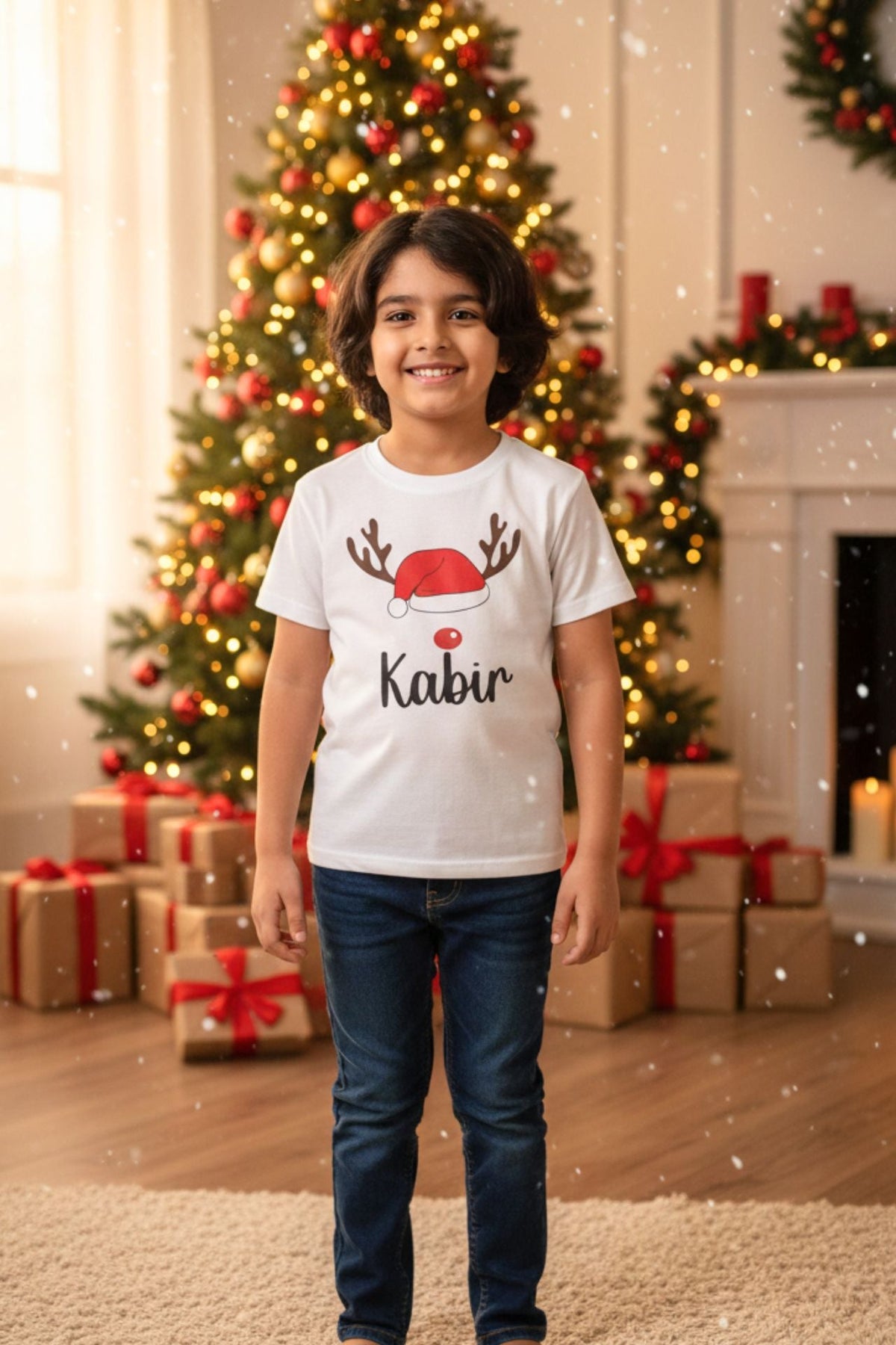 Personalised Christmas White T-Shirt (Boy) - De - Nap.in - Nightwear