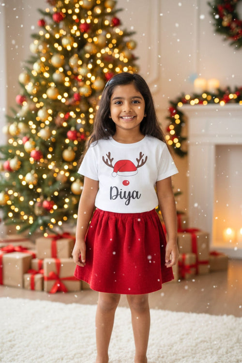 Personalised Christmas White T-Shirt (Girl) - De - Nap.in - Nightwear