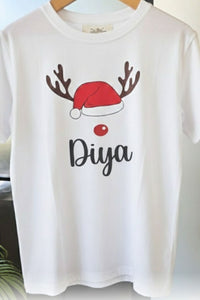 Personalised Christmas White T-Shirt (Girl) - De - Nap.in - Nightwear