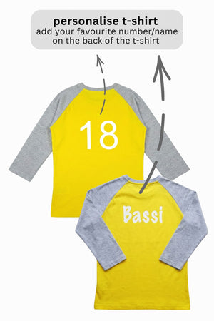 Born To Play Cricket Pyjama Set Yellow & Grey