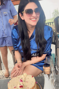 Royal Blue Satin Shorts Set