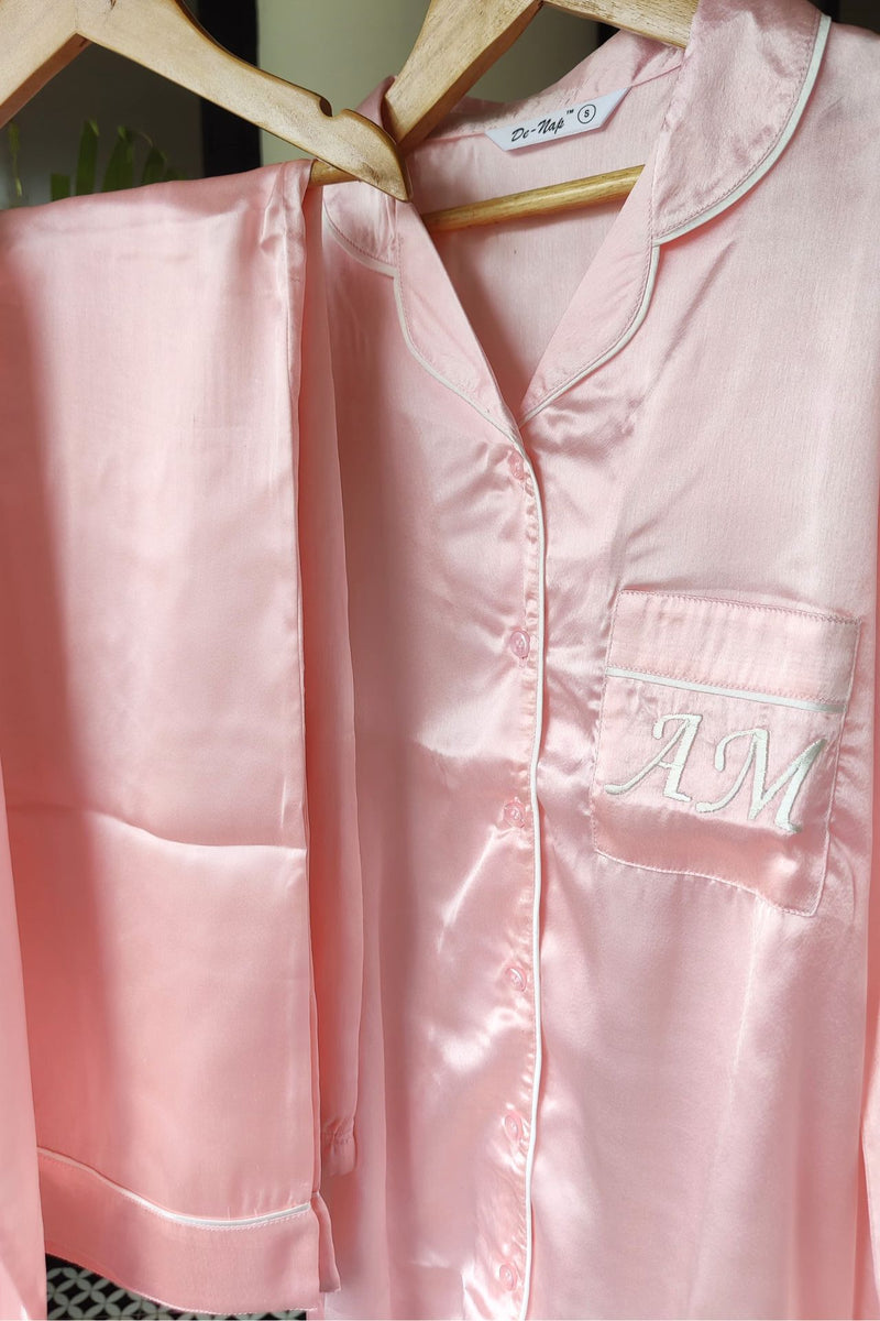 Baby Pink Satin Pyjama Set