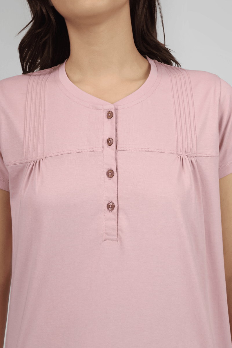 Plaid & Pleats Short Sleeves Pyjama Set - De - Nap.in - Nightwear