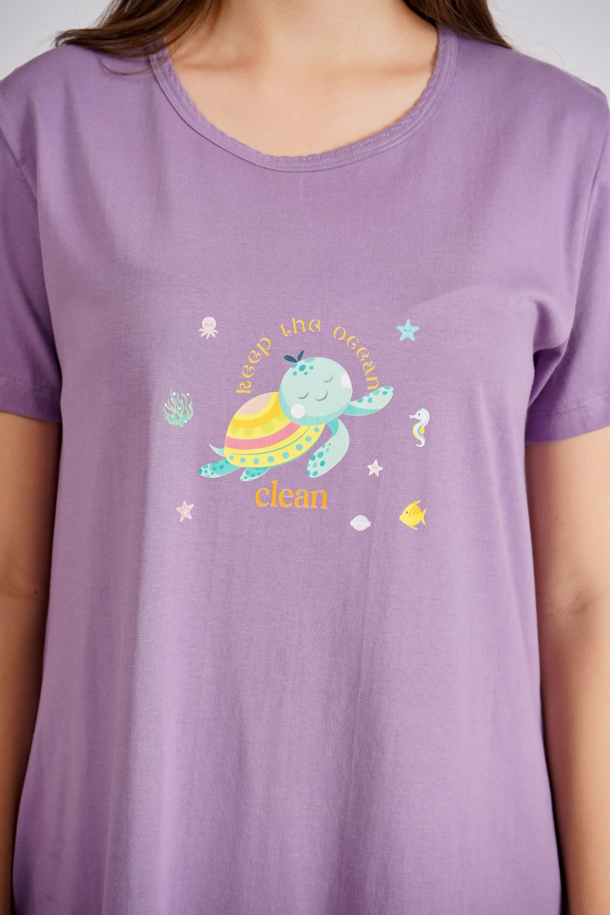 Purple Keep The Ocean Clean Nightdress - De - Nap.in - Nightwear
