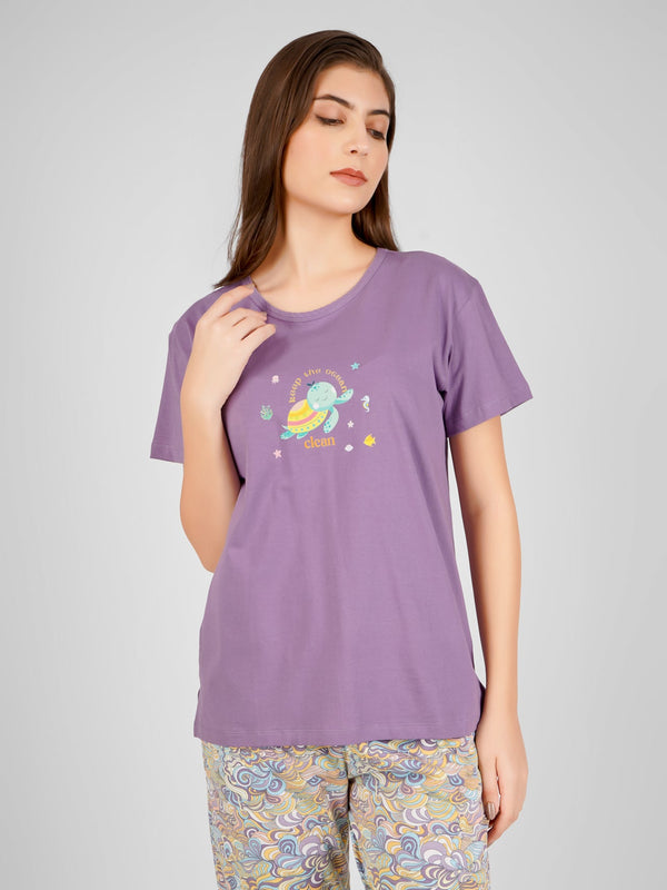 Purple Save The Ocean Pyjama Set - De - Nap.in - Nightwear