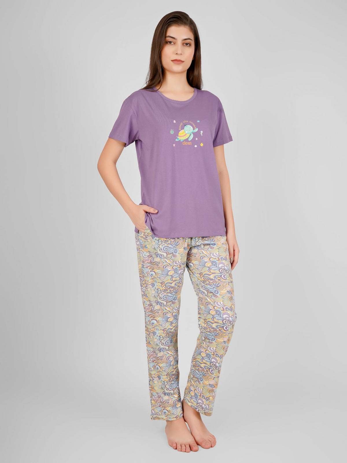 Purple Save The Ocean Pyjama Set - De - Nap.in - Nightwear