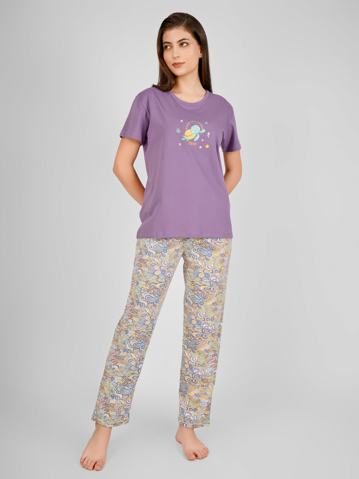 Purple Save The Ocean Pyjama Set - De - Nap.in - Nightwear