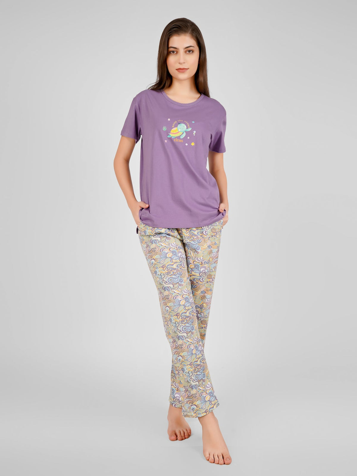 Purple Save The Ocean Pyjama Set - De - Nap.in - Nightwear