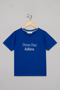 Royal Blue Dream Dare Achieve Shorts Set - De - Nap.in - Nightwear