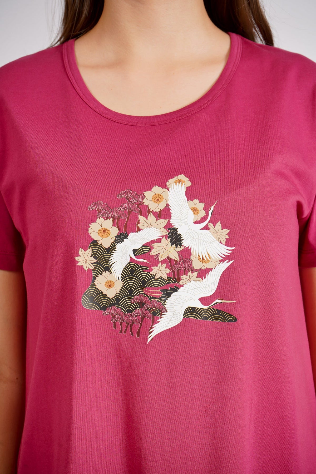 Royal Wine Japanese Bird Nightdress - De - Nap.in - Nightwear