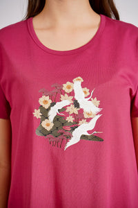 Royal Wine Japanese Bird Nightdress - De - Nap.in - Nightwear