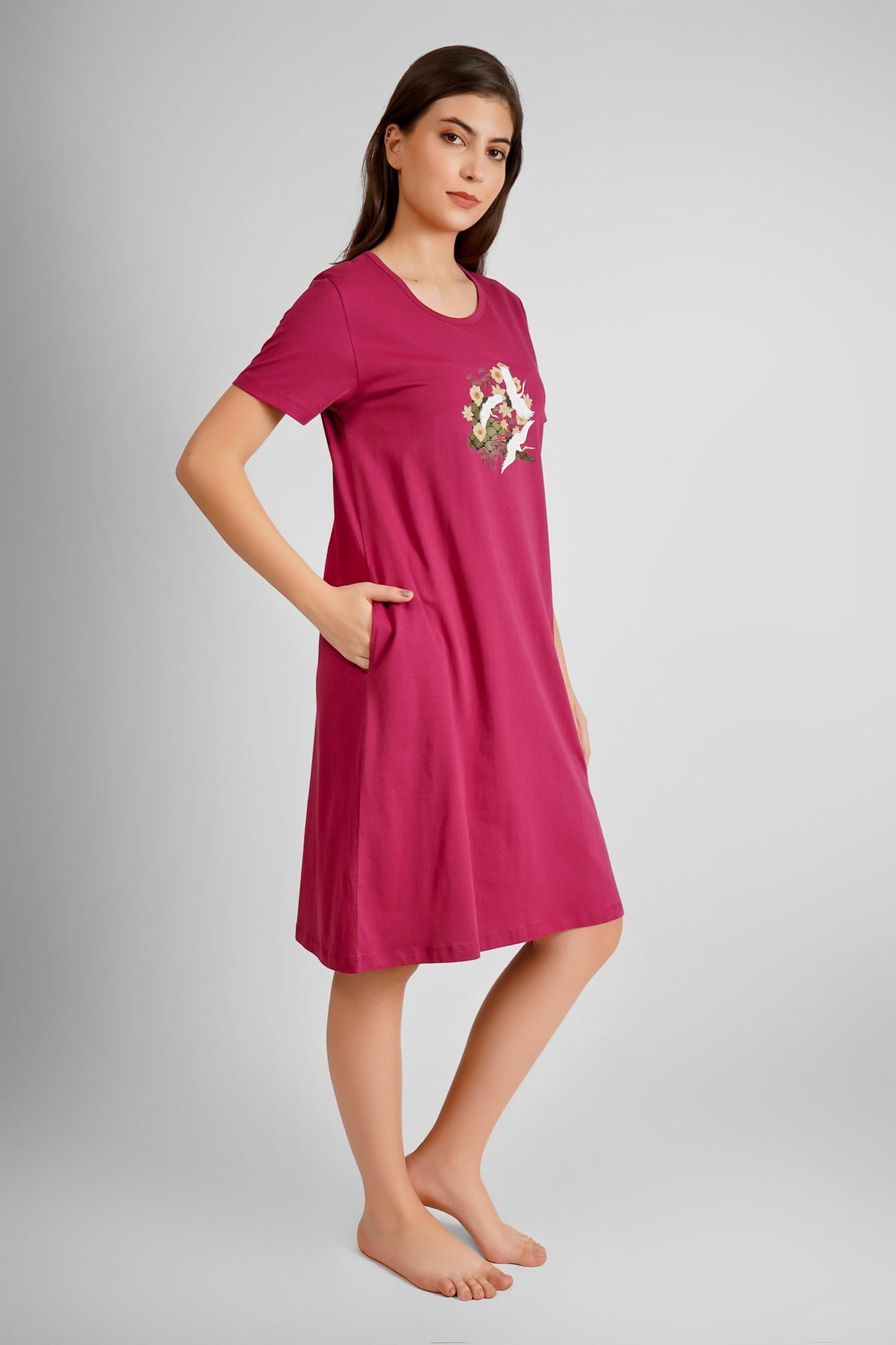 Royal Wine Japanese Bird Nightdress - De - Nap.in - Nightwear