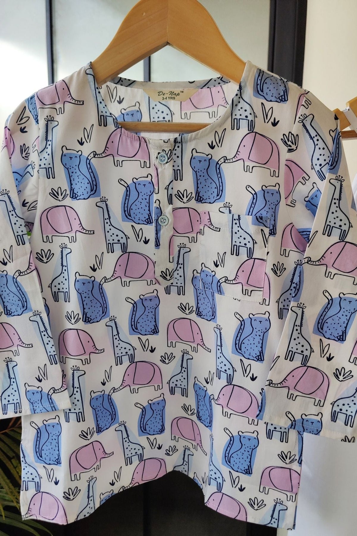 Safari Dreams Midnight Blue Kurta Pyjama Set for Girls / Boys - De - Nap.in - Nightwear