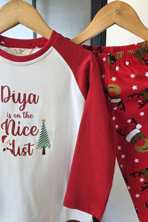Santa's Nice List Reindeer Pyjama Set (Girl) - De - Nap.in - Nightwear