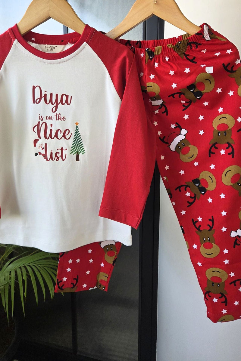 Santa's Nice List Reindeer Pyjama Set (Girl) - De - Nap.in - Nightwear