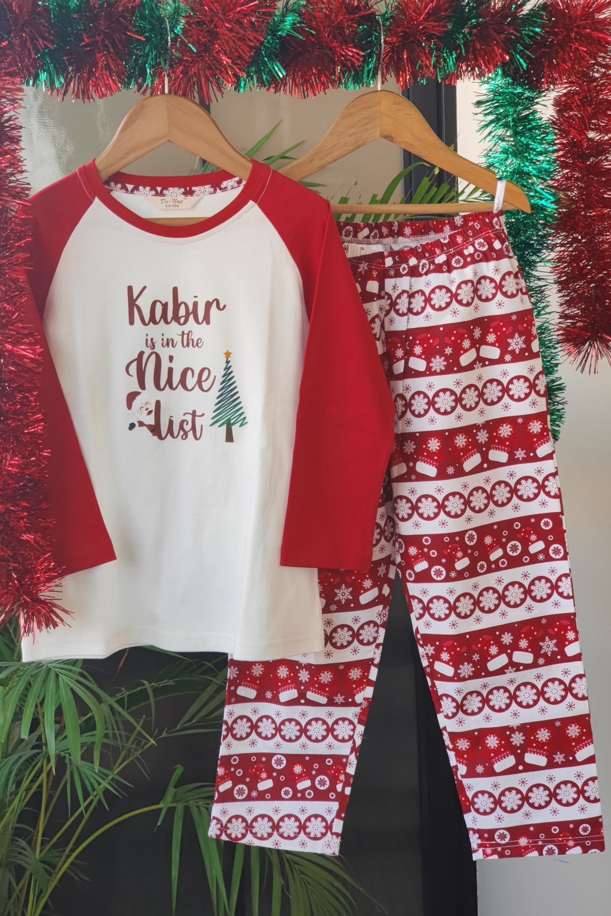 Santa's Nice List Snowflakes Pyjama Set (Boy) - De - Nap.in - Nightwear