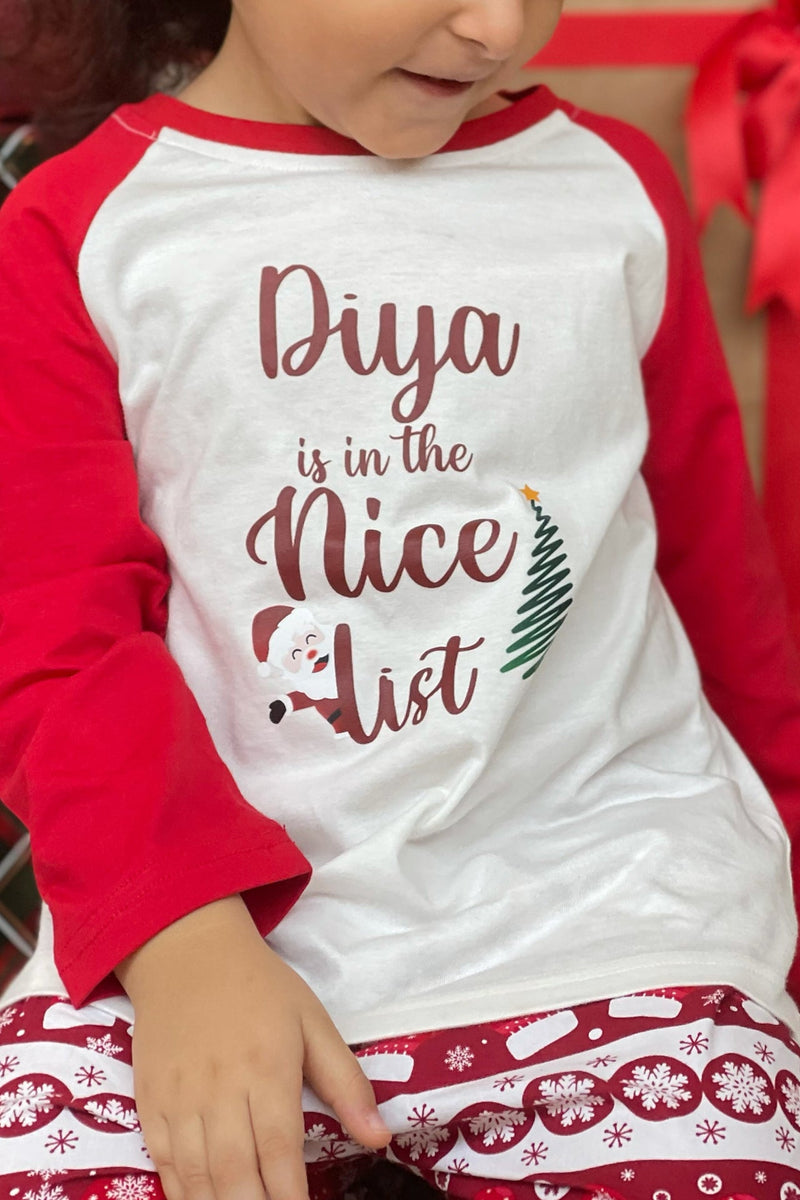 Santa's Nice List Snowflakes Pyjama Set (Girl) - De - Nap.in - Nightwear