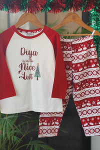 Santa's Nice List Snowflakes Pyjama Set (Girl) - De - Nap.in - Nightwear