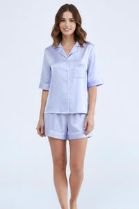 Lavender Satin Shorts Set