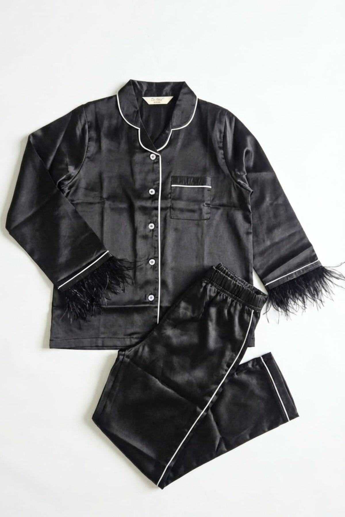 Black Satin Pyjama Set